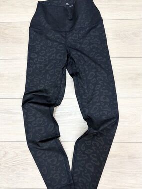 90 Degree by Reflex Yoga Black Leopard Print Ankle Leggings S Polyester Spandex